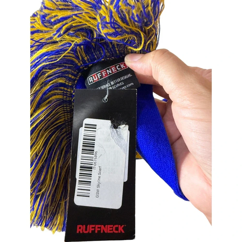Ruffneck Golden State Warriors NBA Skyline Knit Scarf Blue Yellow One Size NWT